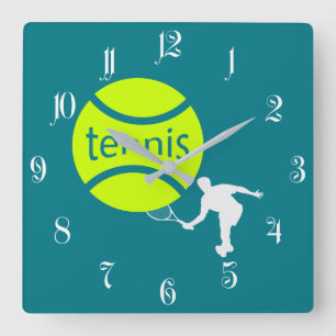 Tennis player square wall clock