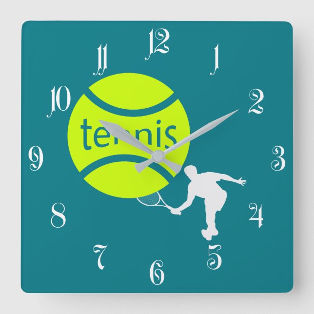 Tennis player square wall clock (Front)
