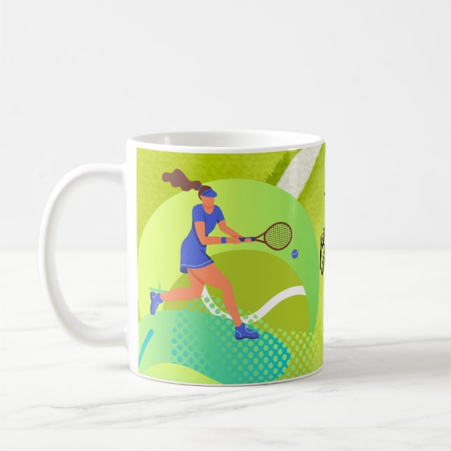 Tennis Player with racket and ball Birthday   Coffee Mug (Left)