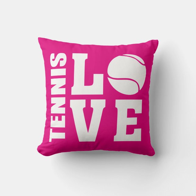Tennis Players, Love Tennis, Pink Throw Pillow (Front)