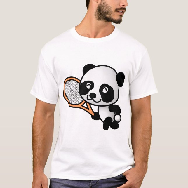 Tennis Playing Panda T-Shirt (Front)