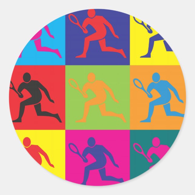 Tennis Pop Art Classic Round Sticker (Front)
