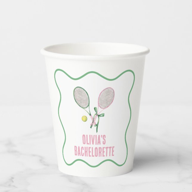 Tennis preppy bachelorette paper cups (Front)