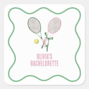 Tennis preppy bachelorette square sticker