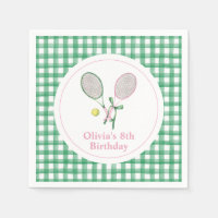 Tennis preppy plaid birthday invitation
