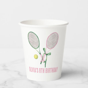Tennis preppy plaid birthday invitation paper cups