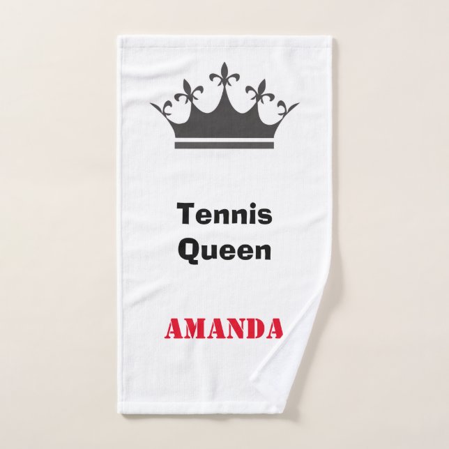 Tennis queen modern personalize text with crown hand towel (Hand Towel)