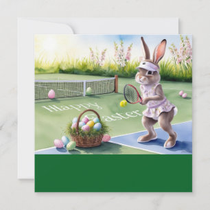 Tennis Rabbit Player  Easter Celebration on court Holiday Card