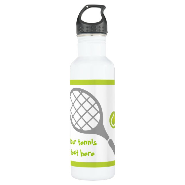 Tennis racket and ball custom 710 ml water bottle (Front)