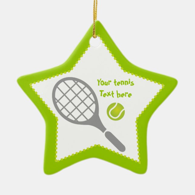 Tennis racket and ball custom ceramic ornament (Front)