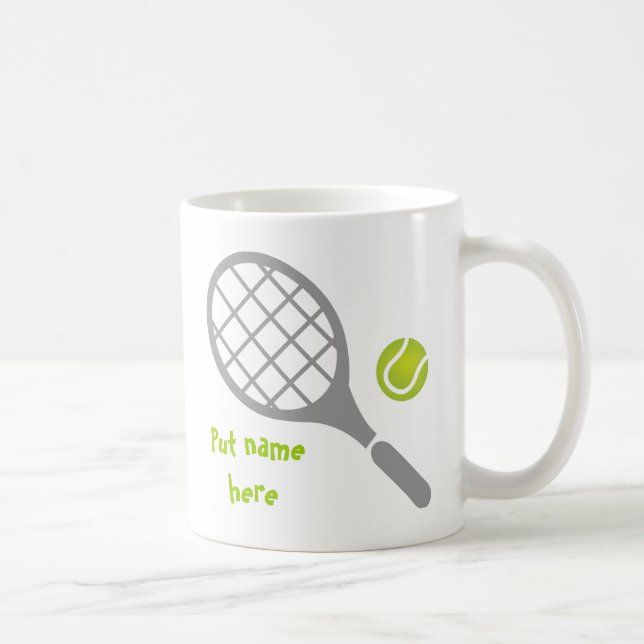 Tennis racket and ball custom coffee mug (Right)