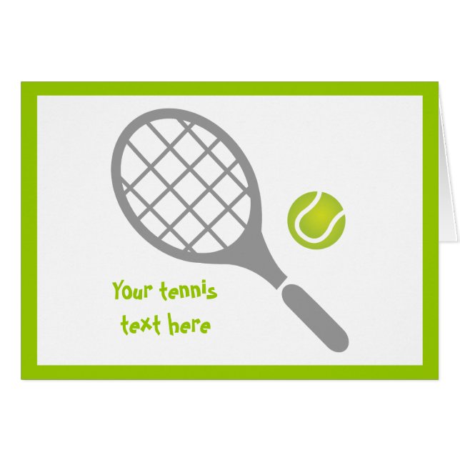 Tennis racket and ball custom greeting card (Front Horizontal)
