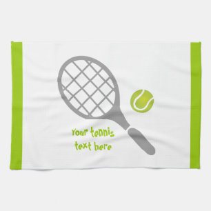 Tennis racket and ball custom kitchen towel