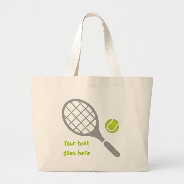 Tennis racket and ball custom large tote bag (Front)