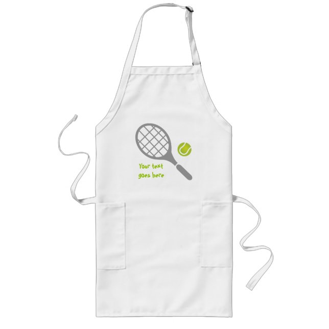 Tennis racket and ball custom long apron (Front)