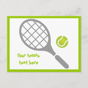 Tennis racket and ball custom postcard