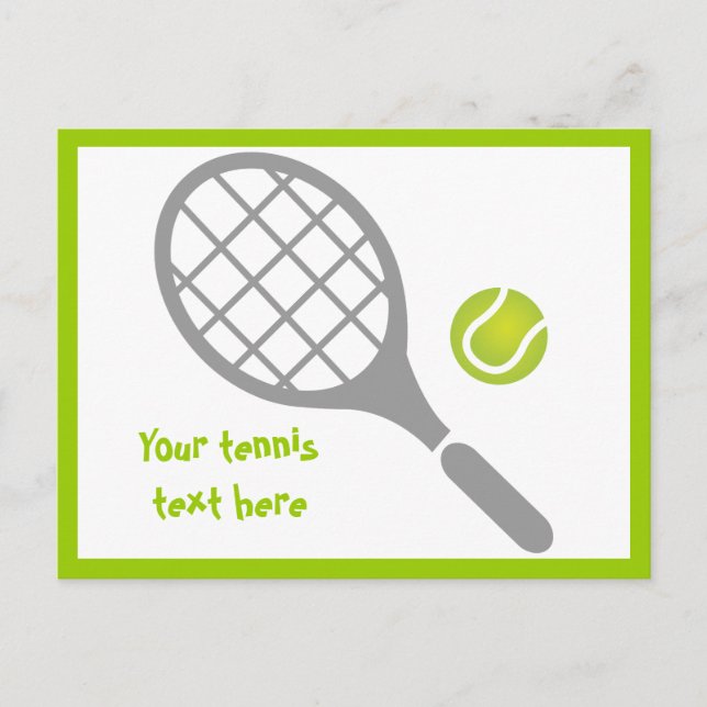 Tennis racket and ball custom postcard (Front)