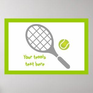 Tennis racket and ball custom poster