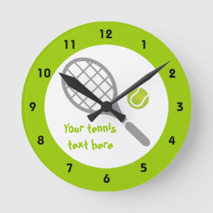 Tennis racket and ball custom round clock