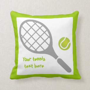 Tennis racket and ball custom throw pillow