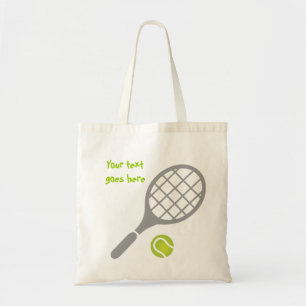 Tennis racket and ball custom tote bag