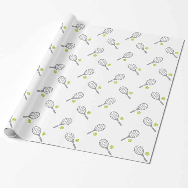 Tennis racket and ball custom wrapping paper (Unrolled)