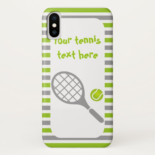 Tennis racket and ball green stripes Case-Mate iPhone case (Back)