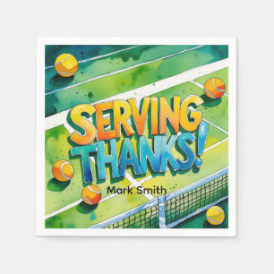 Tennis Racket and Ball on Court Thank you party  Napkin