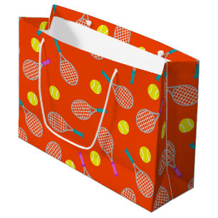 Tennis racket and ball pattern themed party bag