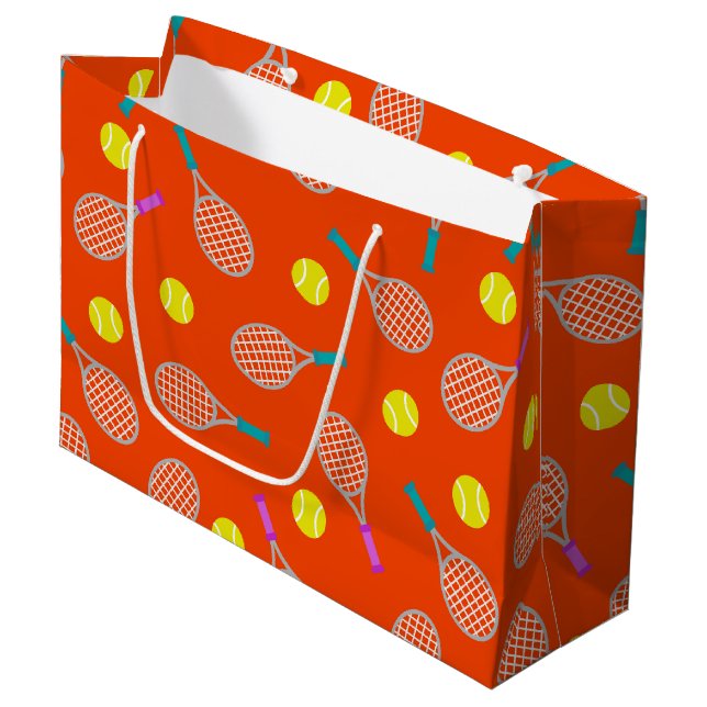 Tennis racket and ball pattern themed party bag (Front Angled)