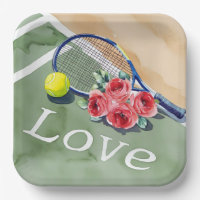 Tennis racket and ball with word LOVE on court
