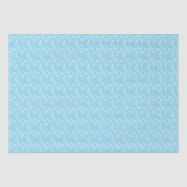 Tennis Racket and Pastel Coloured Ball Pattern Tissue Paper (Front)