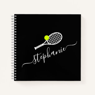 Tennis Racket & Ball Custom Name  Notebook