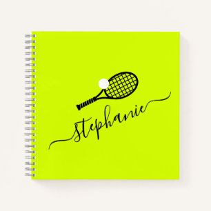 Tennis Racket & Ball Name Monogram Personalized Notebook