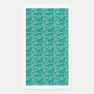 Tennis Racket & Ball Pattern Retro Emerald Green  Napkin