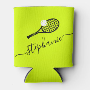 Tennis Racket & Ball Player Name Personalized Can Cooler