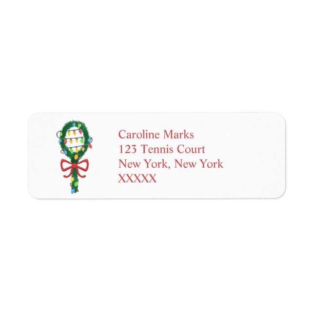 Tennis Racket Christmas Wreath Return Adresse (Devant)