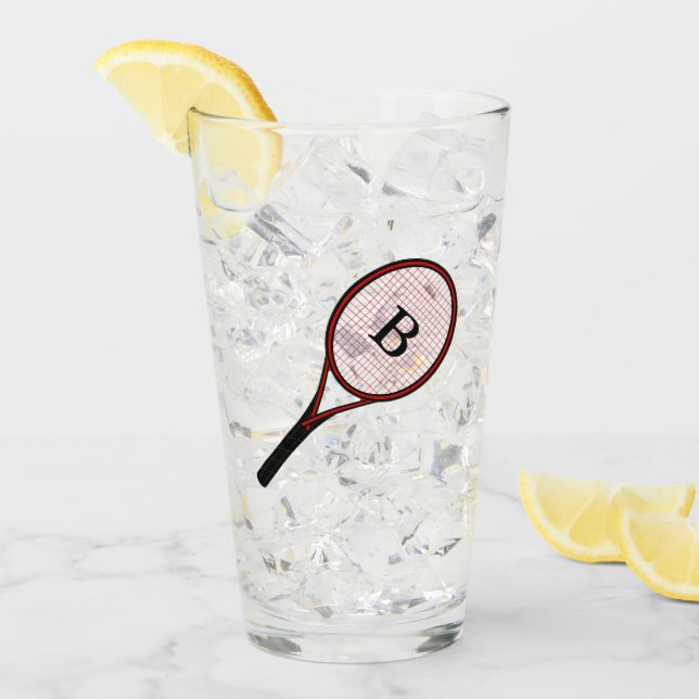 Tennis Racket Design Bière Pint Soda Tumbler Verre (Devant glace)