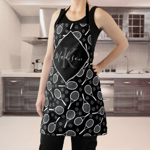 Tennis Racket Monogram Apron with Custom Name