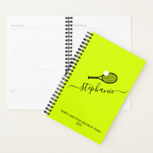 Tennis Racket Monogram Bright Personalized Undated Planner