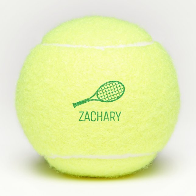 Tennis Racket Monogram Name Personalized Balls (Front)