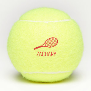 Tennis Racket Monogram Name Red Personalized Balls