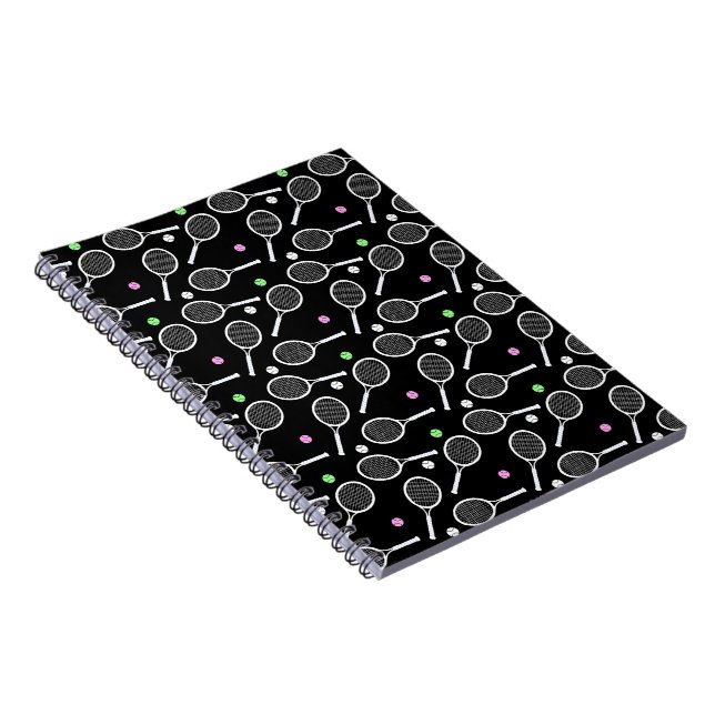 Tennis Racket Pattern Black  Notebook (Right Side)