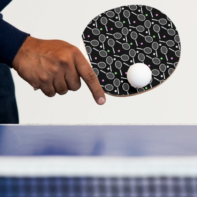 Tennis Racket Pattern Black  Ping Pong Paddle (Insitu)