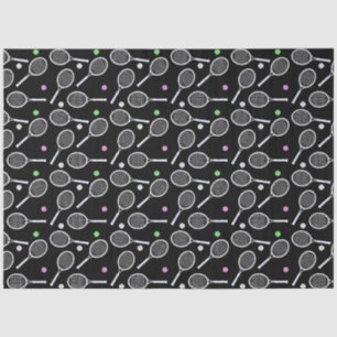 Tennis Racket Pattern Black Tissue Paper