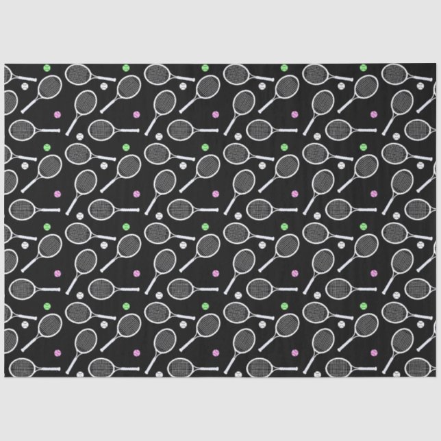 Tennis Racket Pattern Black  Tissue Paper (Front)