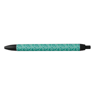 Tennis Racket Pattern Green  Black Ink Pen