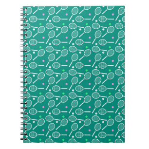 Tennis Racket Pattern  Green  Notebook