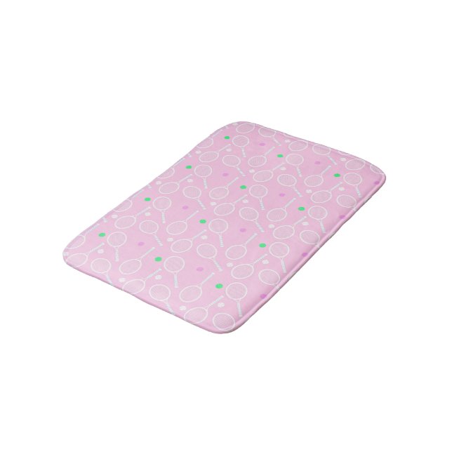 Tennis Racket Pattern Pastel Pink   Bath Mat (Angled)
