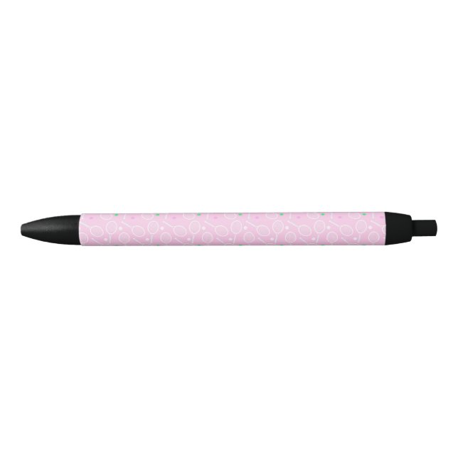 Tennis Racket Pattern Pastel Pink  Black Ink Pen (Front)